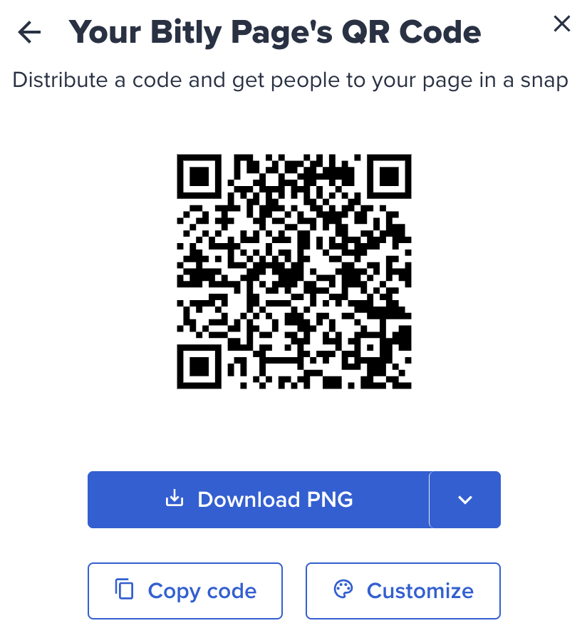How do i create a qr code for my link in bio page bitly support
