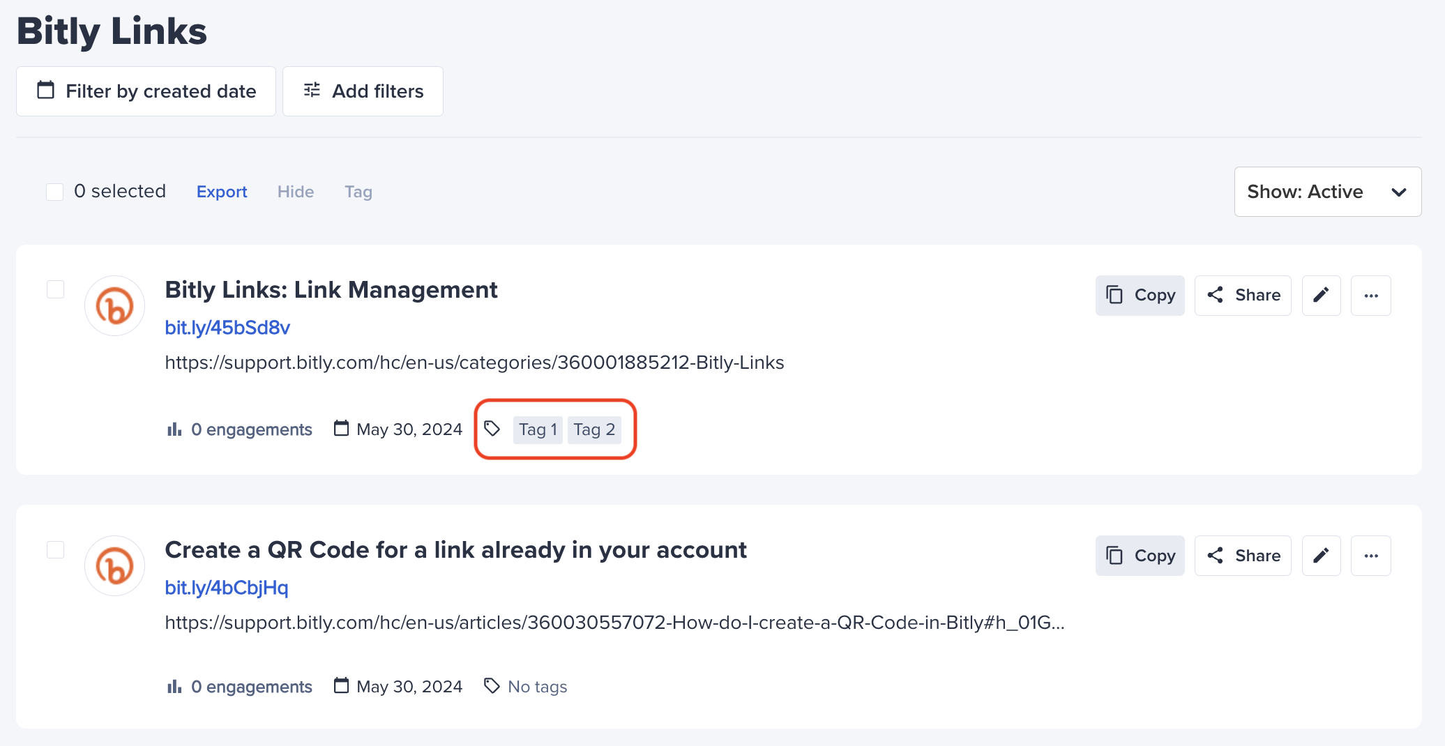 Bitly link list with tags.png