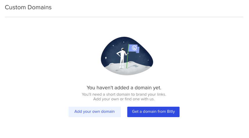 you haven't added a domain yet on bitly