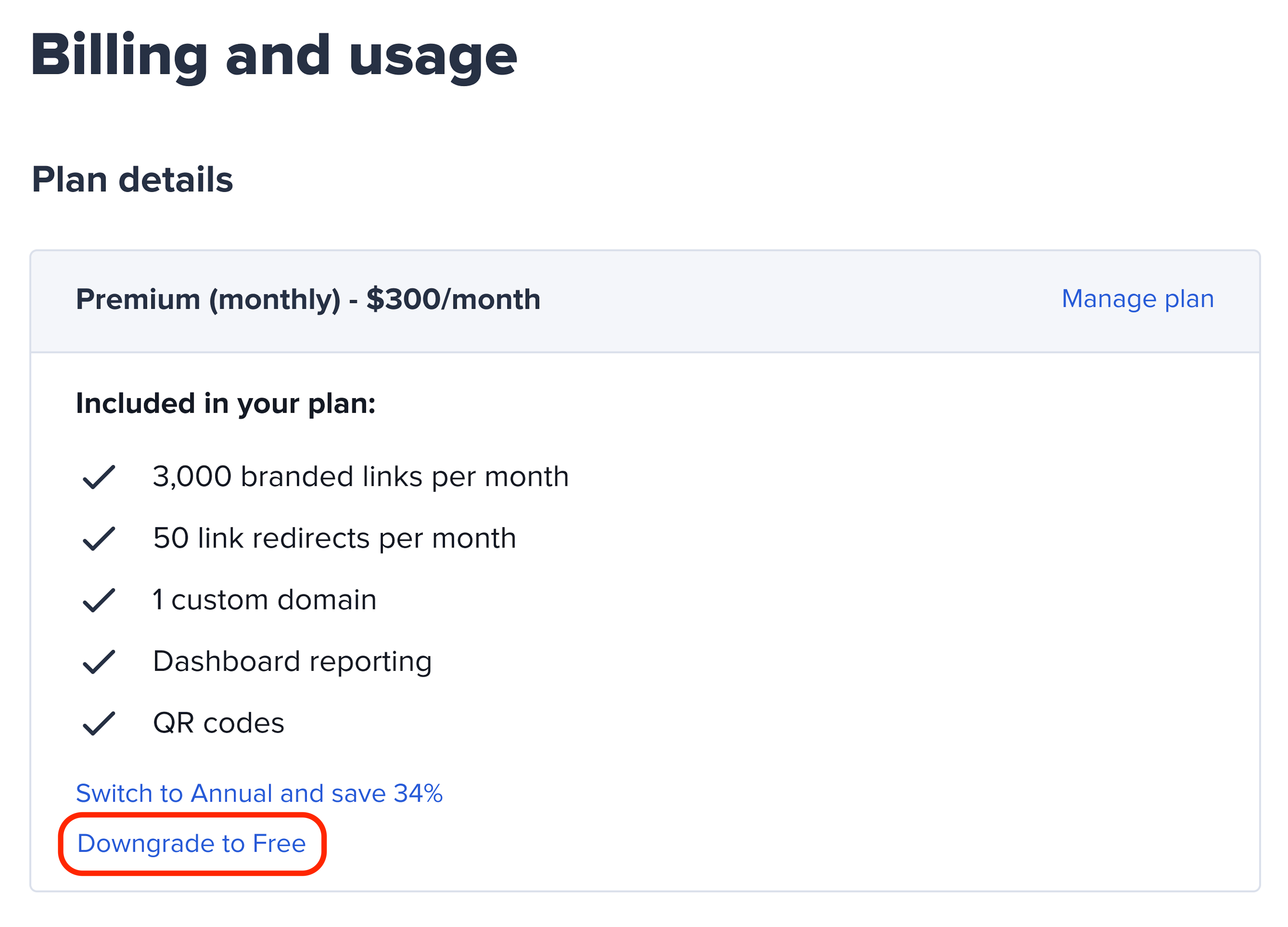 Bitly Billing_Esegui il downgrade a free.png