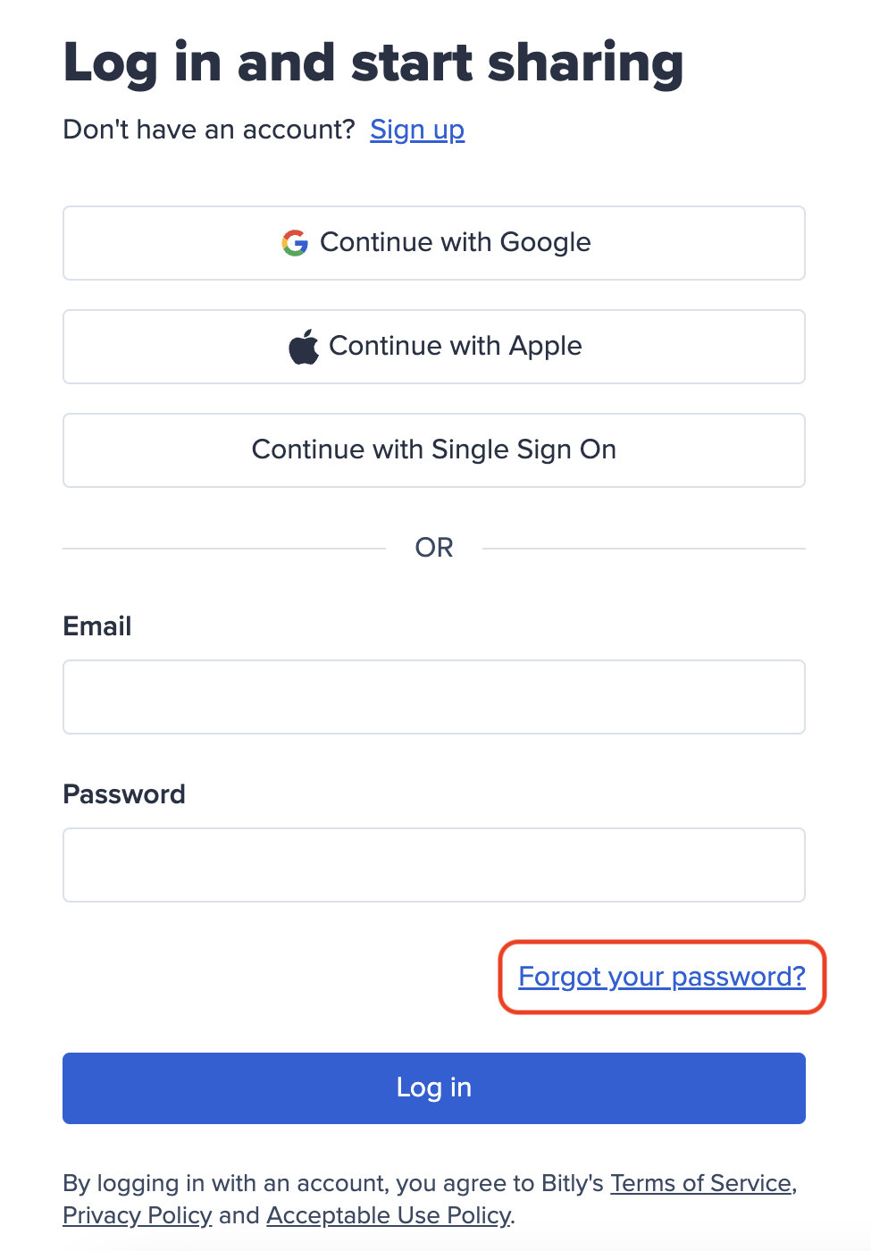 Login Bitly 2023_dimenticato la password.png