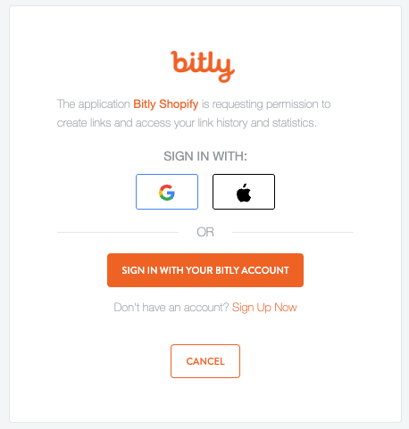 Shopify: inicia sesión en tu cuenta de Bitly