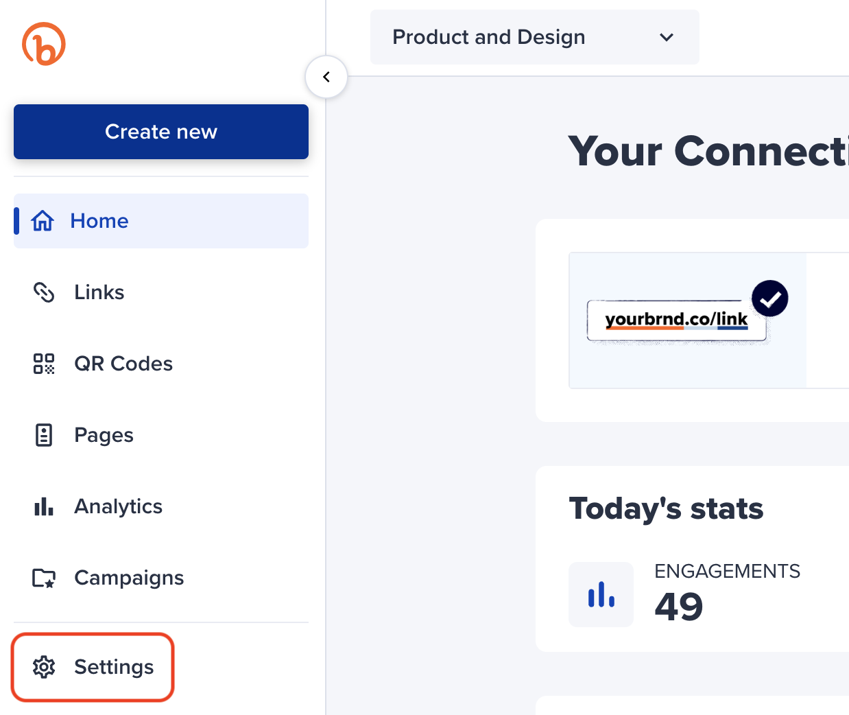 Bitly Settings menu global.png