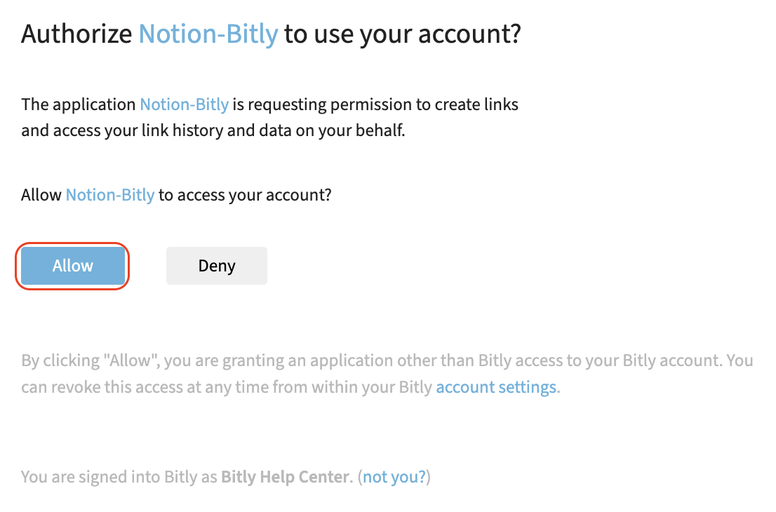 Autorizar Notion-Bitly